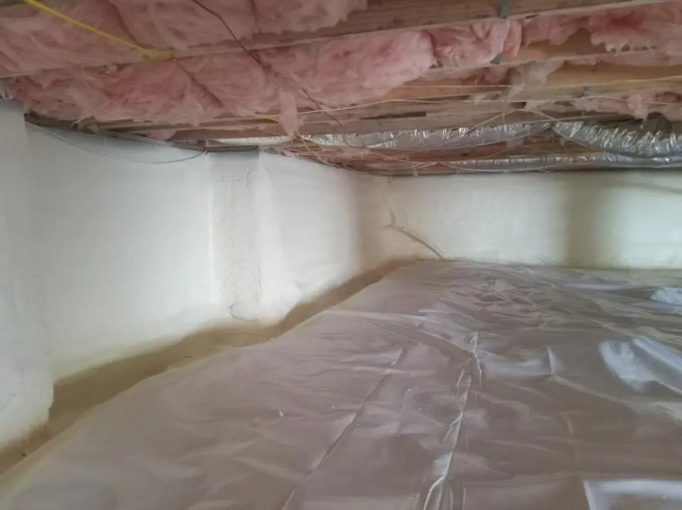 Crawl space encapsulation with closed-cell spray foam for Attic Insulation in Essex Junction